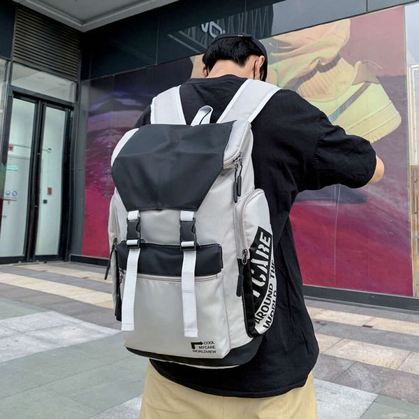 Backpack Men's 2024 Trendy New Middle School Student Version coréenne Version de travail Travel Backpack Outdoor Leisure H524-27