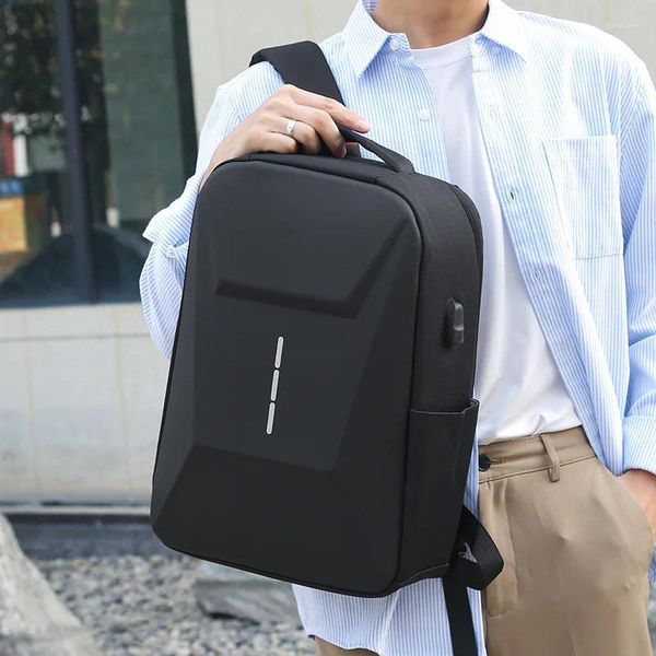 Sac à dos pour hommes, mode d'affaires décontractée, coque rigide USB pour ordinateur portable, léger, voyage, grande capacité, pour les déplacements