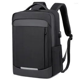 Mochila de negocios para hombres impermeable de 17 pulgadas portátil con carga USB para hombres bolsa de computadora multifuncional de viaje