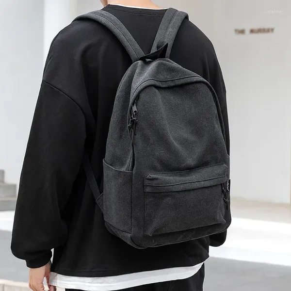 Backpack Men's Canvas Schoolbag Fashion Trend Junior High School Student Middle Leisure