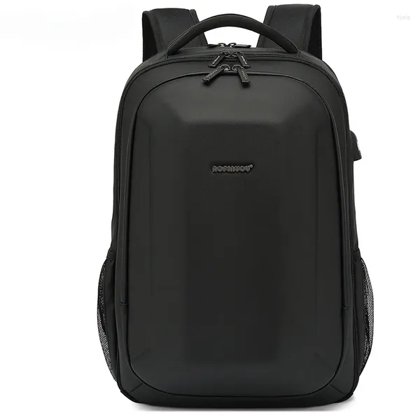 Mochila Hombres Computadora Negocios Tridimensional Bolsa Simple Impermeable Motocicleta Negro