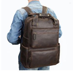 Backpack Men's Crazy Horse Leather Big Capaciteit Bagpack Fit 17 