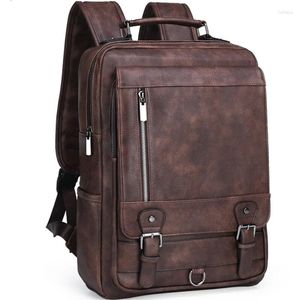 Backpack Men's Fashion Leather Men Business Male 15.6 