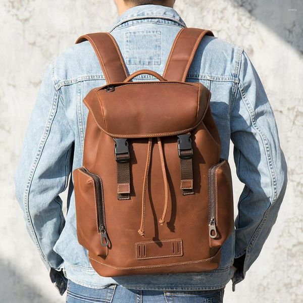 Mochila de moda para hombre, trabajo de oficina, mochila para hombre, bolsa de negocios, mochilas para ordenador portátil de 14 pulgadas, antirrobo para hombre Retro 7533