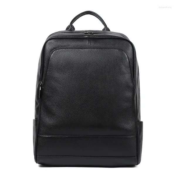Sac à dos hommes en cuir véritable étanche 15 sacs à dos d'ordinateur portable homme voyage sacs d'école pour adolescents Mochila