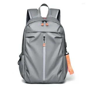 Mochila de viaje de negocios gris para hombre, bolso multifuncional ligero para ordenador portátil, mochila escolar de moda para estudiante con puerto de carga USB