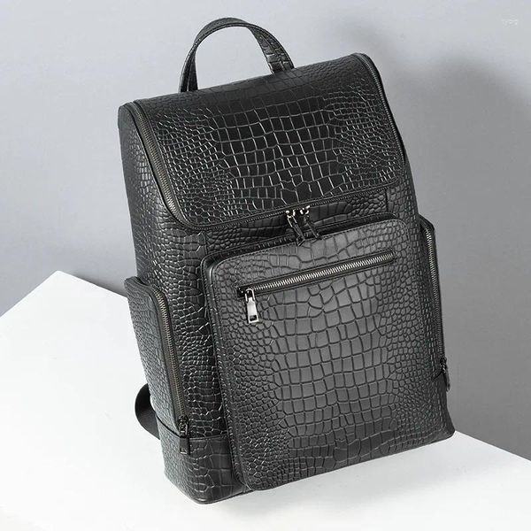 Sac à dos en cuir de haute qualité pour hommes, décontracté, Business, sacs à dos d'ordinateur portable 15.6 pouces, sacs d'école de voyage de luxe pour hommes