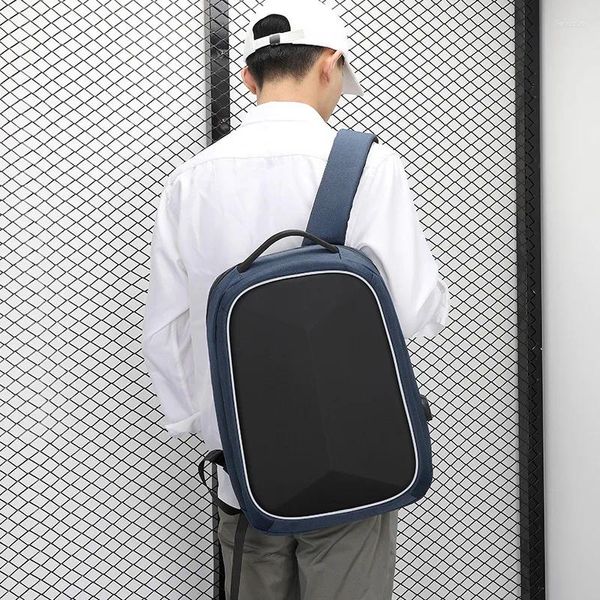Mochila bolsas escolares de laptop para hombres para acampar mochilas de moda de viajes para adolescentes negros con tiras reflectantes de seguridad