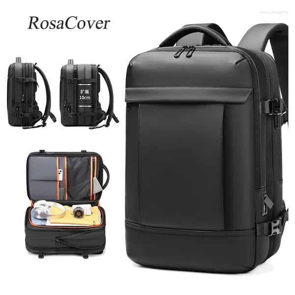 Mochila para viajar a gran capacidad para hombres USB Computadora expandible Bolsa de la escuela de la escuela impermeable para mochila masculino