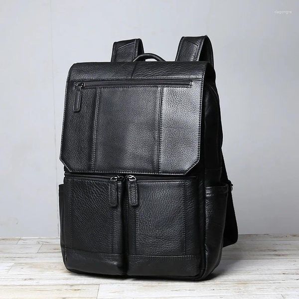 Sac à dos pour hommes, grande capacité, Vintage, couche de tête en cuir de vache, sac d'ordinateur décontracté, voyage tendance