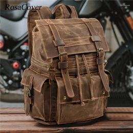 Sac à dos homme cuir pour homme Mochila Hombre haute capacité toile cirée Vintage école randonnée voyage Mochilas