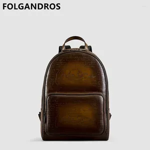 Backpack Men's Luxury Classic Italiaans lederen merk Multifunctionele ontwerper Daypack Vintage Laptop Travel Bag