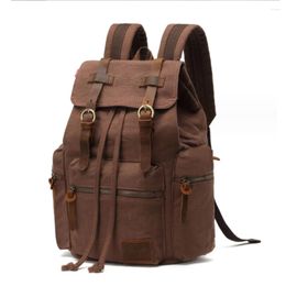 Mochila de lona militar para hombre, mochilas con cremallera, mochila de viaje para ordenador portátil, Mochila para portátil, mochilas escolares Vintage para colegio