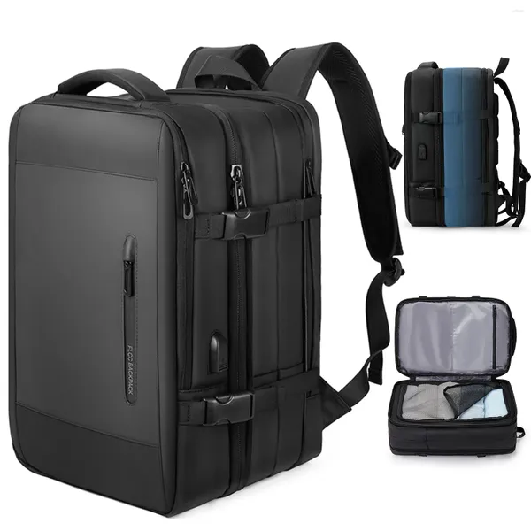 Mochila para hombres viajes de negocios minimalistas para hombres grandes expansibles de 17 pulgadas portátiles antirrobo de equipaje de equipaje con carga USB