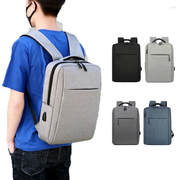 Sac à dos Oxford de couleur unie pour hommes, ordinateur portable d'affaires adapté à un ordinateur de 16 pouces avec Port de chargement USB, sac à dos de voyage