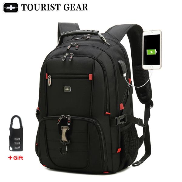 Sac à dos pour hommes sacs à dos suisses sac de voyage affaires anti-vol sac à dos hommes mochila USB charge 15.6 17 pouces sac à dos pour ordinateur portable étanche