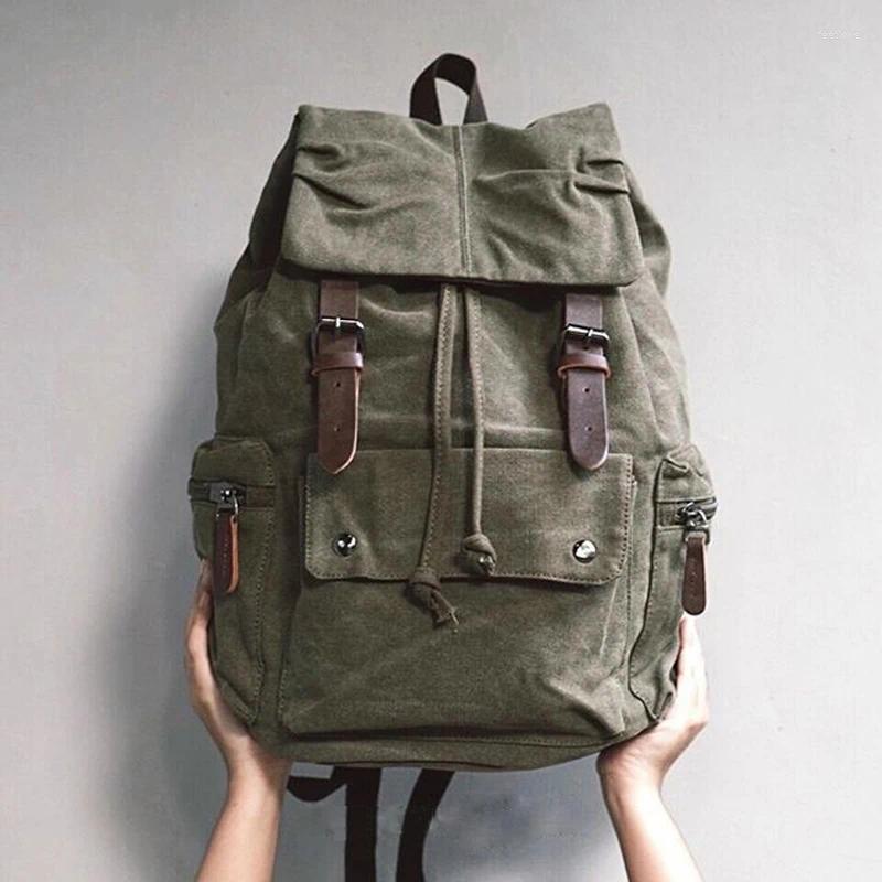 Sırt Çantası Erkekler Seyahat Dizüstü Bags College School Daypack Vintage Kapak Yürüyüş Bag Tuval Sırtı Çekme Sırt Çantaları