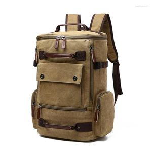 Backpack Men's Vintage Canvas Backpacks 15 pouces ordinateur portable grande capacité Bag de voyage décontracté.