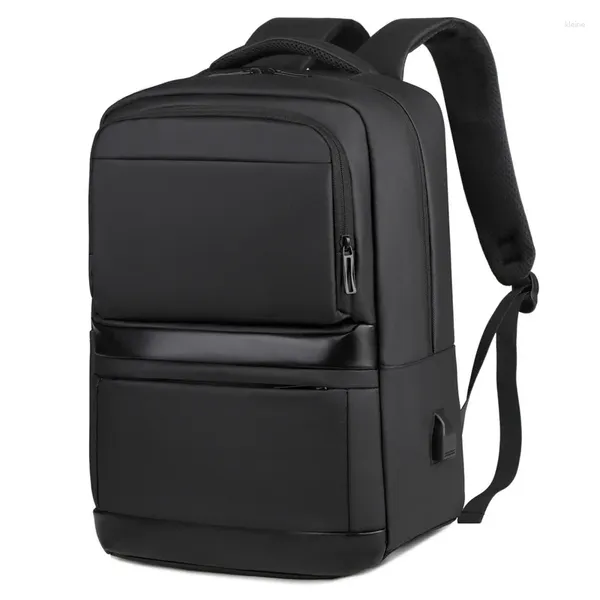 Mochila para hombre Película de cuero impermeable Computadora Ocio Color sólido Gran capacidad Mochila de viaje al por mayor