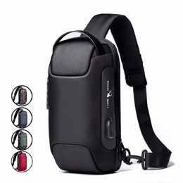 Rugzak Heren Sling Rugzak Rugzak Crossbody Tas met USB-oplaadpoort Anti-diefstal Reizen Mannelijke Motorrijder Zijschouder Borstzakken 230927