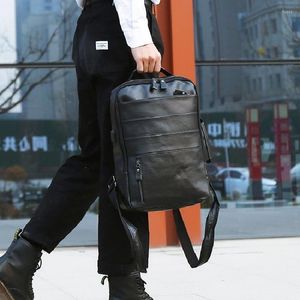 Sac à dos hommes Style tendance personnalisé étanche en gros unisexe sac à dos 15.6 pouces ordinateur portable végétalien Vintage cuir toile pour