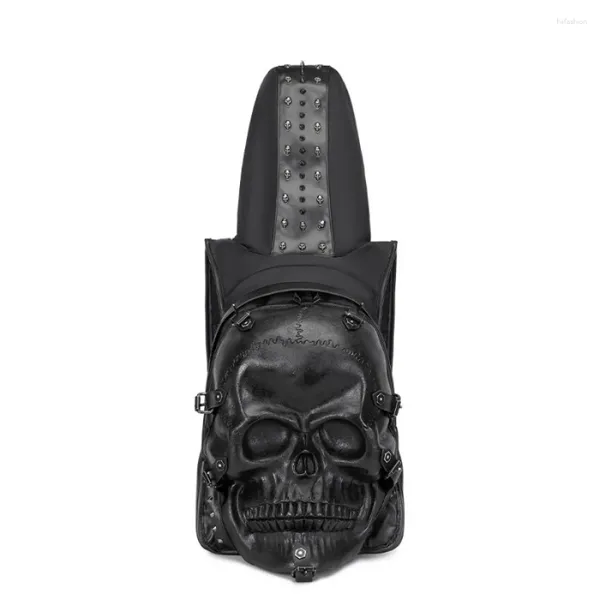 Sac à dos hommes femmes 3d Skull Leather Schoolbag Big Fashion Sac de voyage de voyage étanche.