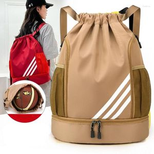 Sac à dos avec cordon de serrage pour hommes et femmes, avec compartiment à chaussures, imperméable, en Nylon, sec et humide, sac de sport séparé pour la natation, le Yoga, sac de jour