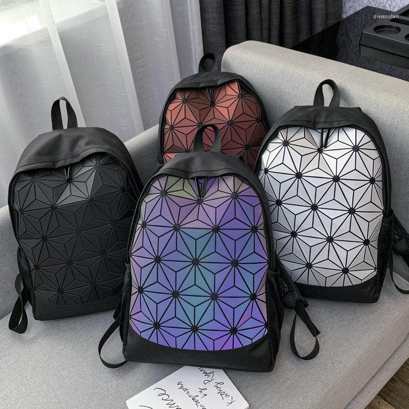 Sırt çantası erkek kadın moda renkli geometrik çanta fütüristik basit öğrenci okul sokak trend spor