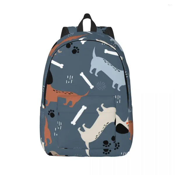 Mochila para hombres de la escuela de gran capacidad para estudiantes Bolsa de huesos de perros felices