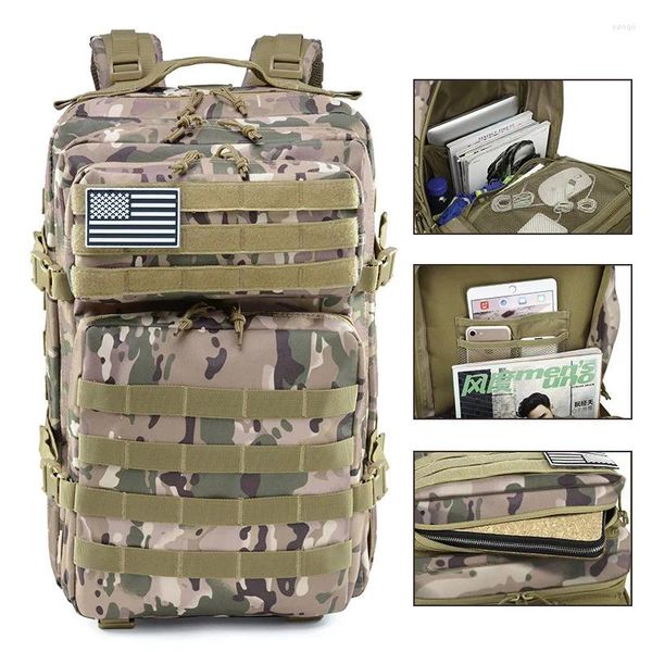 Mochila Men Military Tactical Men 45L 3 Days Gran Sistema Molle Molle Impermeable Tresping Camping Bolsas de senderismo al aire libre