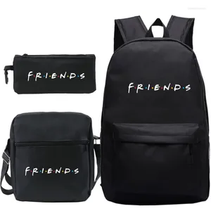 Sac à dos Mochila Friends Letter Backpacks 3 PCS Set Teenagers Girls Boys School Sac Unisexe Knapsack Travel Bags Enfants