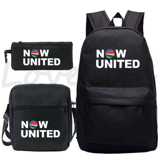 Backpack Mochila Now United imprime 3 PCS Set Knapsack for Teenagers Bookbag Girls Boys School Sacs Travel Bagpack Daily Rucksack 273H