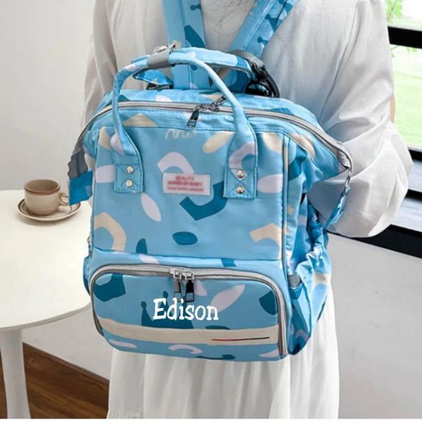 Mochila Bolsa de mamá Multifuncional Gran capacidad Tela Oxford para mujer Nombre personalizado Cochecito de bebé