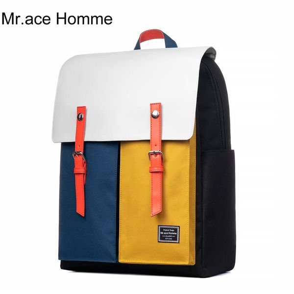 Mochila Mr.ace Homme colorida para ordenador portátil de 15 pulgadas, para mujer, cuadrada, resistente al agua, escolar, para hombre, bolso universitario para niña, mochila de viaje para niño