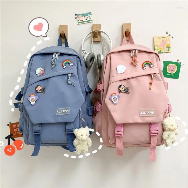 Mochila mochilas multicolores para mujeres bolsas de dibujos animados para niñas bolsas escolares coreanas en lienzo pequeño bolso de hombro mini viajes mochilas