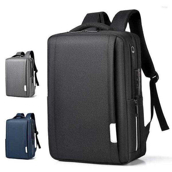 Mochila multifunción de viaje para hombre con bloqueo de código antirrobo, Mochila de negocios, Mochila escolar con carga USB, Mochila para ordenador portátil de 15,6 pulgadas