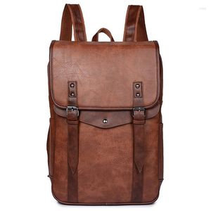 Mochila multifuncional Vintage impermeable para hombre, bolsos escolares de lujo, mochilas de cuero, bolso Retro de viaje para ordenador portátil de 15,6 pulgadas