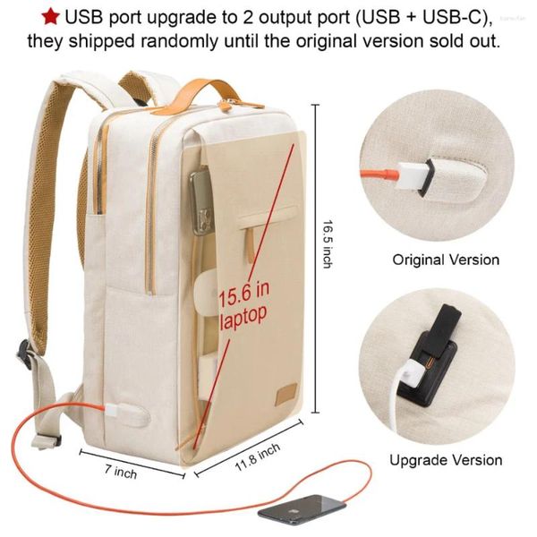 Sac à dos multifonctionaltravel sac à dos backpackhigcapacity sac avion Air Women Notebook sacs pour USB Charge Bangpacks d'ordinateur portable léger