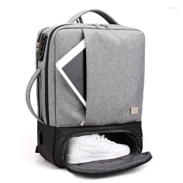 Mochila Nancy Tino 14in mochila para computadora portátil anti robo de la oficina masculina bolsa de viaje para hombres paquete escolar con zapatos compartimento