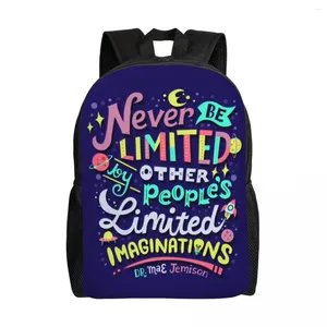 Le sac à dos ne sera jamais limité sac à dos pour les femmes masculines des collèges d'études de livre de livre d'administration de 15 pouces pour ordinateur portable Inspirational Quote Sacs