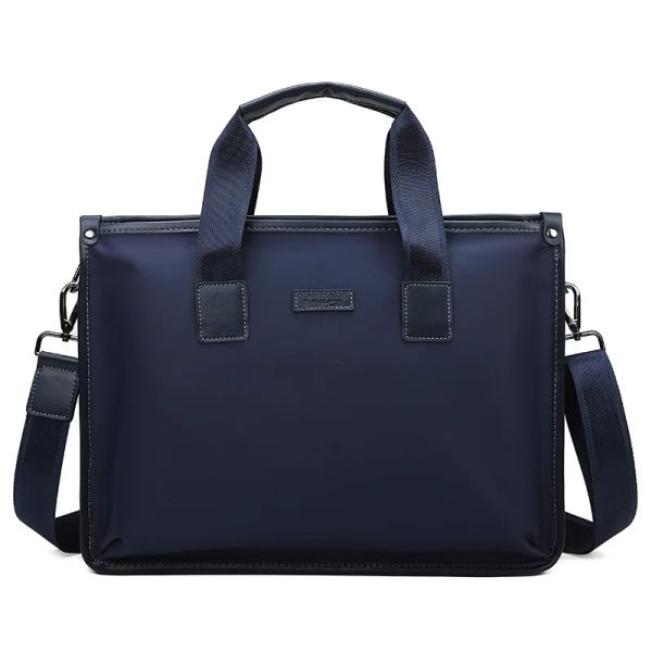 Sac à dos Nouveau Design Porte-documents pour homme Oxford étanche à l'eau 14 pouces Étui pour ordinateur portable Sac à main décontracté Sac à bandoulière pour homme Sac de voyage, NoirBleu