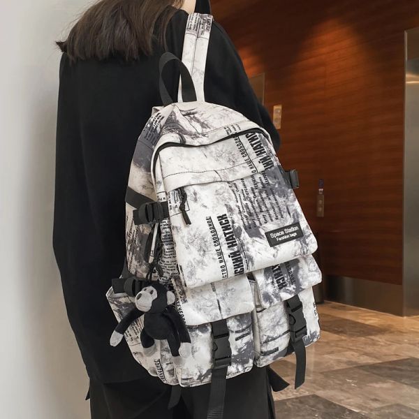 Backpack Nouveau rétro Nylon sac à dos mode étanche hommes pochette d'ordinateur étudiant collège sac d'école pour adolescente voyage sac à dos livre sacs