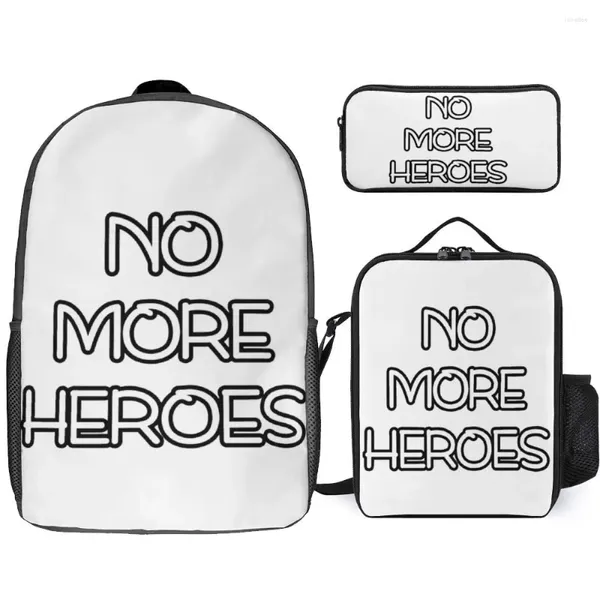 Sac à dos No More Heroes Classic à vendre, ensemble 3 en 1, sac à déjeuner de 17 pouces, stylo, couverture Durable, rouleau de pique-nique confortable