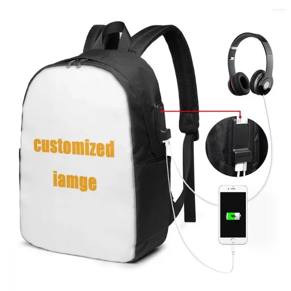 Sac à dos wisydesignes ordinateur portable d'impression personnalisée pour filles USB charges enfants sacs scolaires féminins voyage mochila bolsa