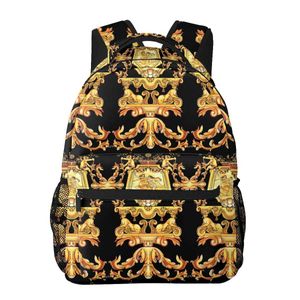 Sac à dos NOISYDESIGNS Doré Baroque Imprimer Femmes Sac À Dos Étudiant Sac D'école Sangle Souple BookBag Ordinateur Portable Sac À Dos Adolescent Fille Cartables J230517