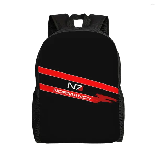 Backpack Normandy Video Game N7 For Men Women Women Res résistant à l'école College Mass Effect Alliance MILIAL MILIAL SAG PRINT Bookbag