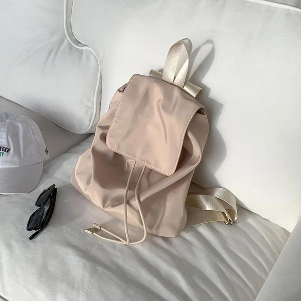 Mochila Nylon Draw String Pack para mujeres Diseño de moda coreana Viajes de alta capacidad 2024 Niña casual a escolar