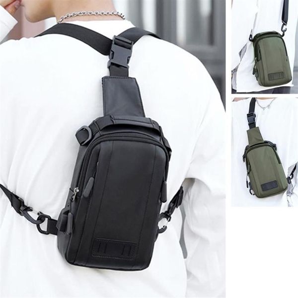 Mochila Nylon Hombres Mochila Mochila Puerto de carga USB Hombre Militar Sling Messenger Crossbody Pecho Paquete Bolsa Daypack2433