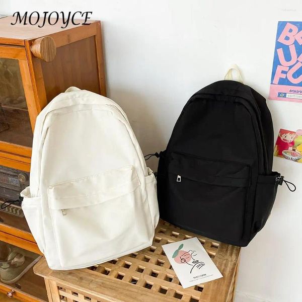 Mochila Estudiantes de nylon Bookbag de libros adolescentes Gran capacidad Fashion Casta informal Correa ajustable Color sólido Bolso de hombro