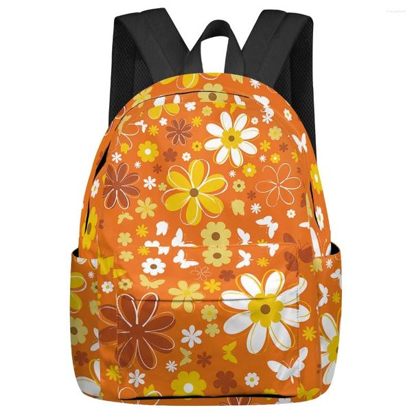 Sac à dos Orange petite marguerite fleur femmes homme sacs à dos étanche voyage école pour étudiant garçons filles sacs pour ordinateur portable Mochilas